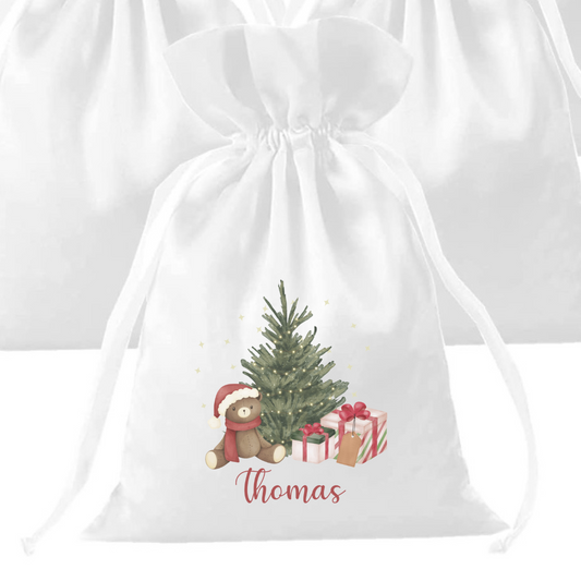 Personalised Christmas Small Gift Bag - Teddy Design