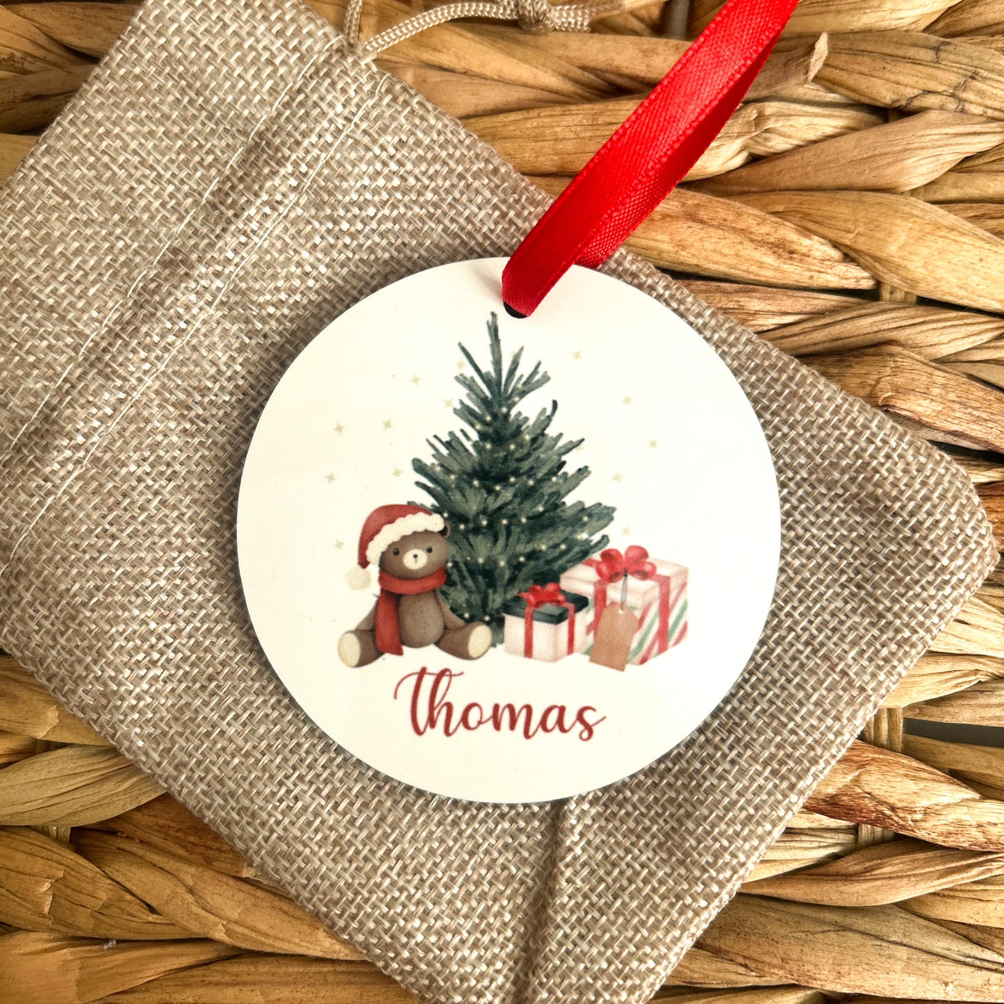 Personalised Christmas Bauble - Teddy Design