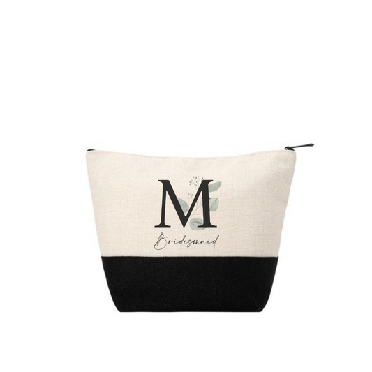 Personalised Bridesmaid Cosmetic Bag - Eucalyptus Initial Design