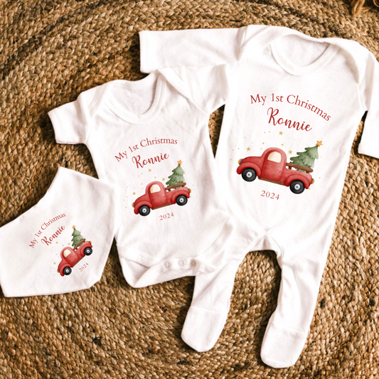 Personalised ‘My First Christmas’ Baby Gift Set - Truck Design