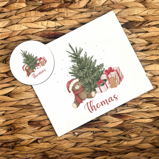 Personalised Christmas Placemat - Teddy Design