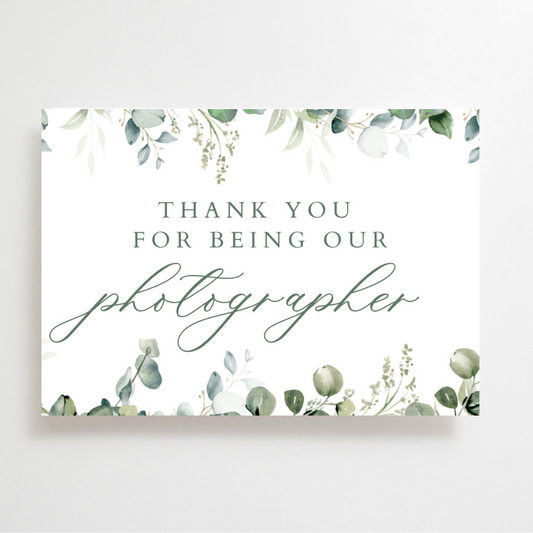 Wedding Supplier Thank you Cards