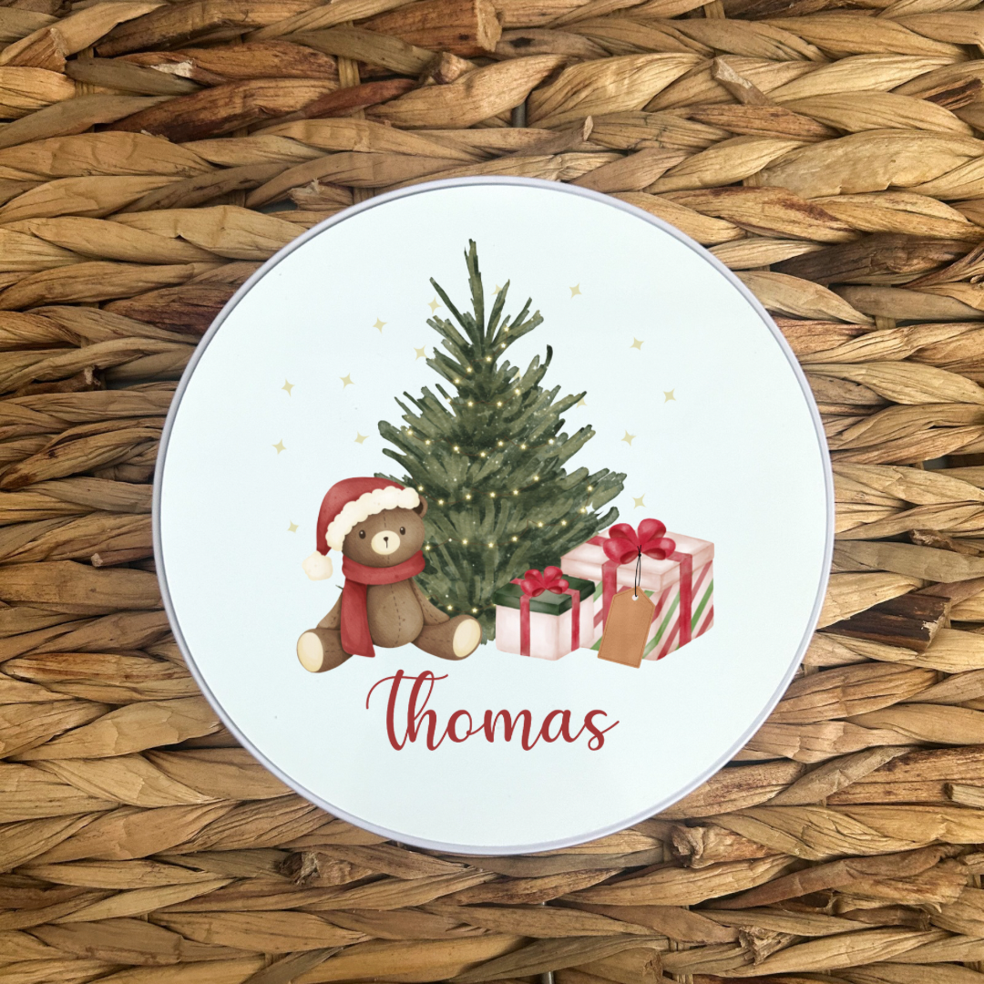 Personalised Christmas Treat Tin - Teddy Design