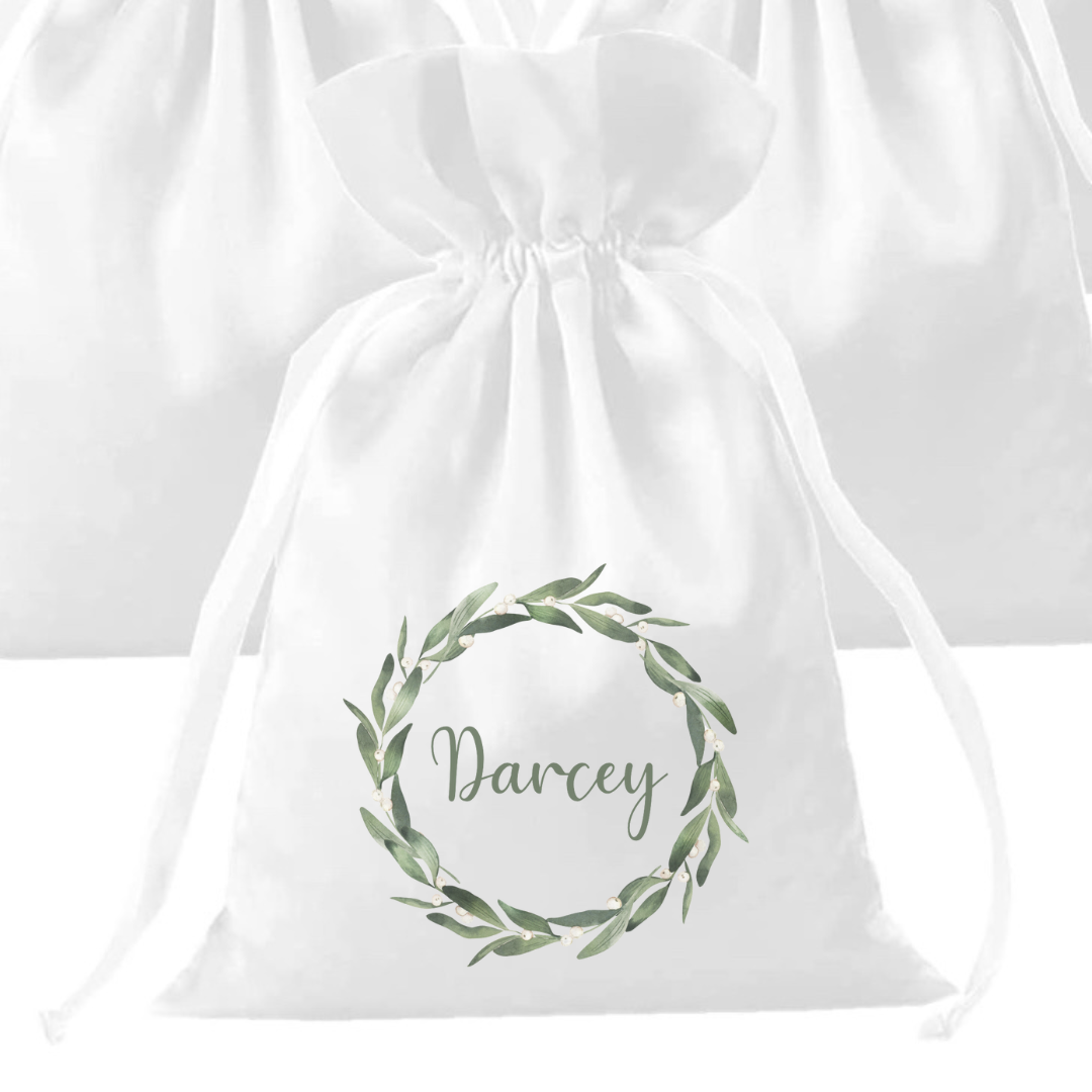 Personalised Christmas Small Gift Bag - Wreath Design