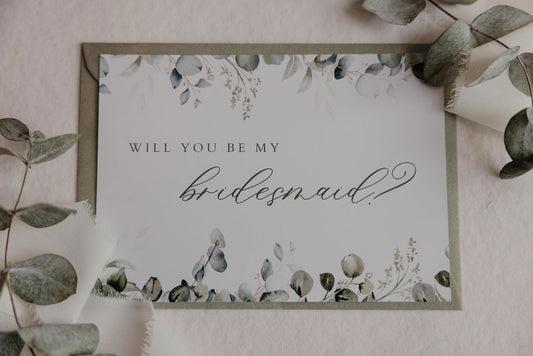 Eucalyptus Bridesmaid Proposal Card