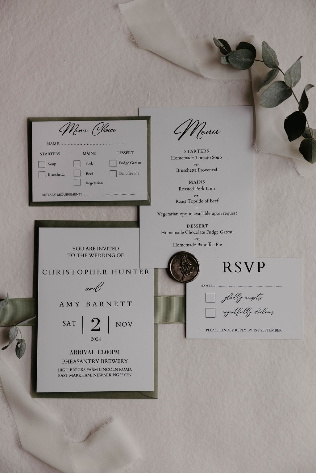 Wedding Invitations - Sage Green