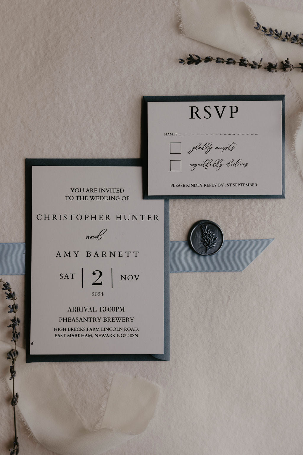 Wedding Invitations - Dusky Blue