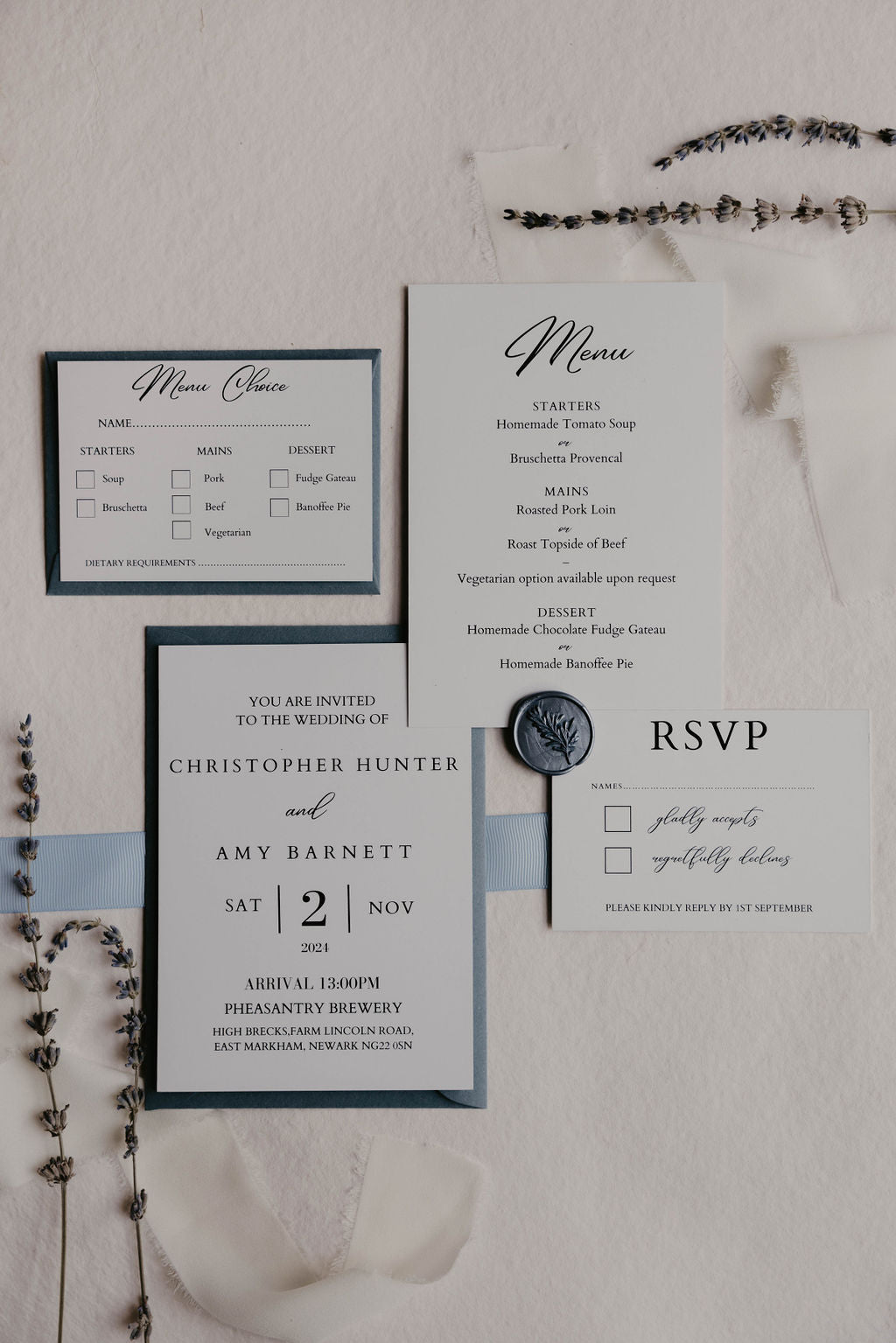 Wedding Invitations - Dusky Blue