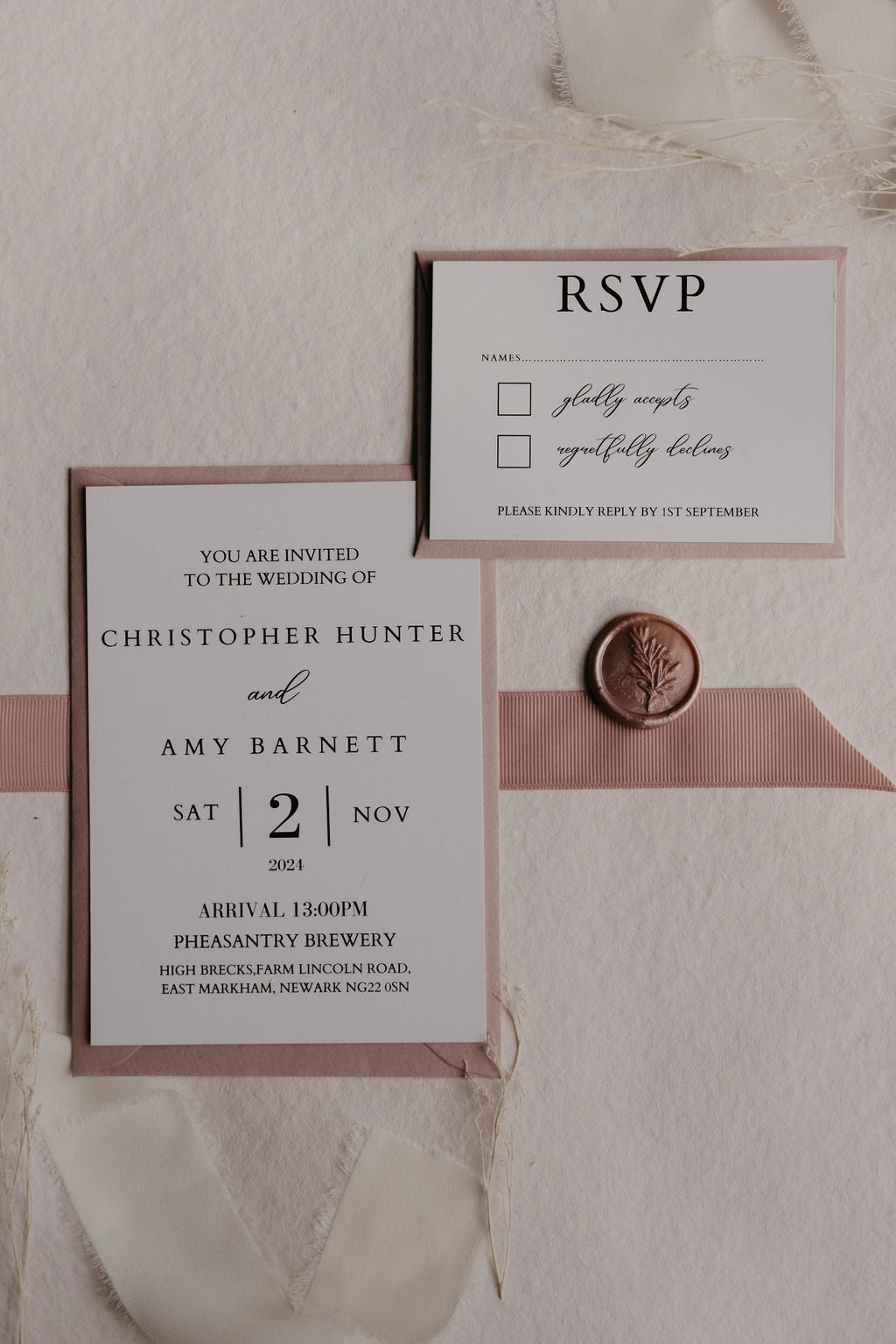 Wedding Invitations - Dusky Pink