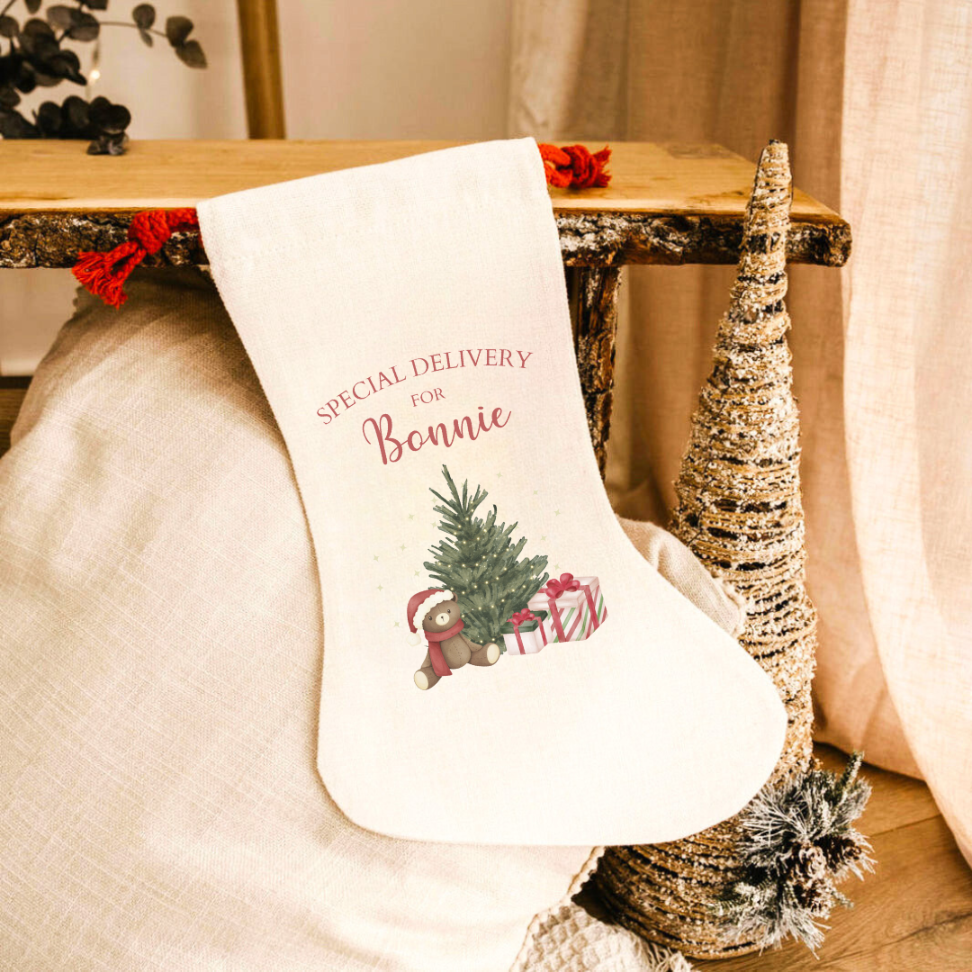 Personalised Christmas Stocking - Teddy Design