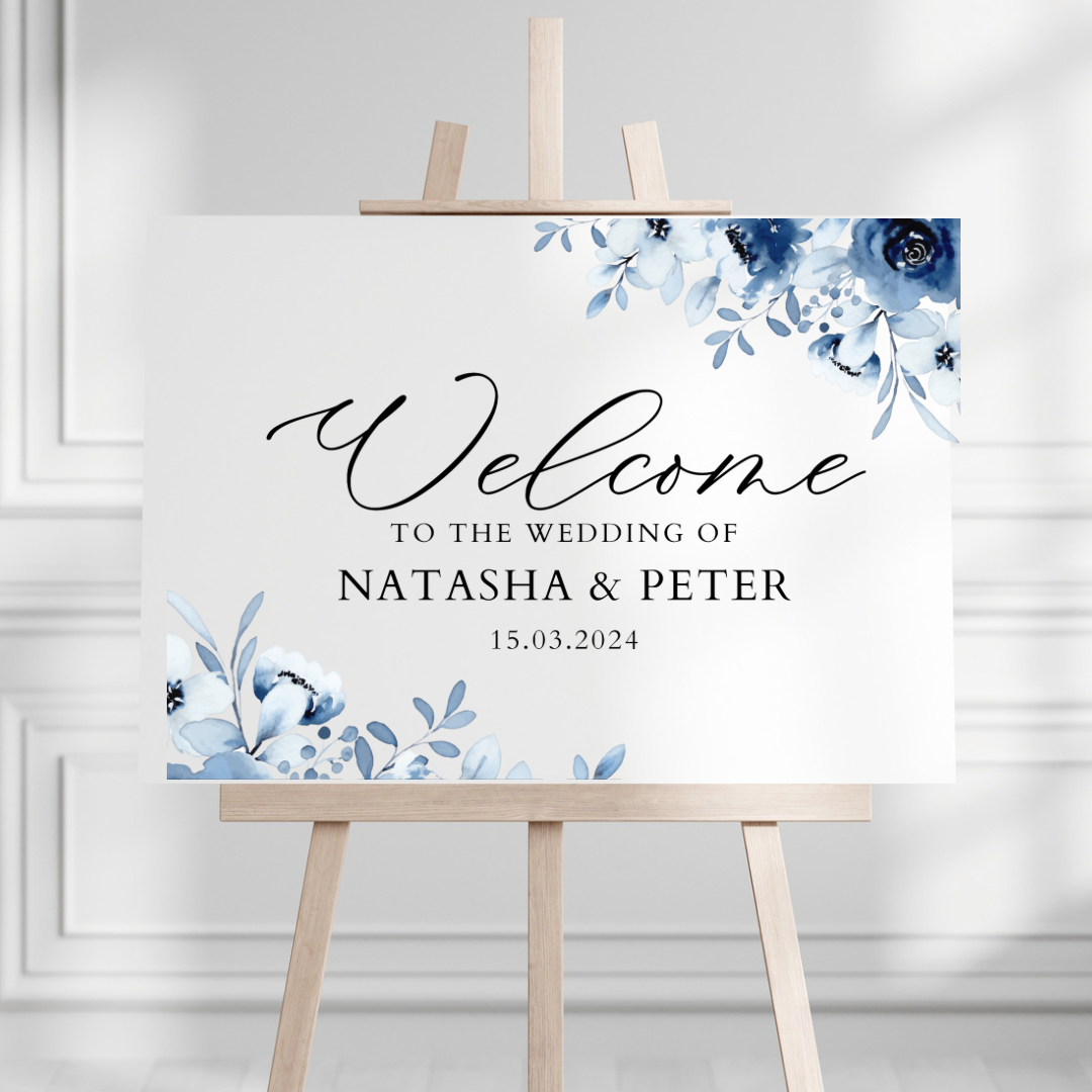 Dusky Blue Wedding Welcome Sign